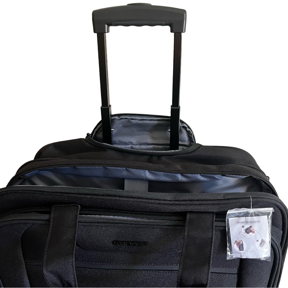 KROSER Maletin Expandible Travel Bag Laptops Roller Black Telescope Zipper light